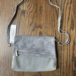 Hammitt grey suede reptile embossed VIP crossbody bag - medium